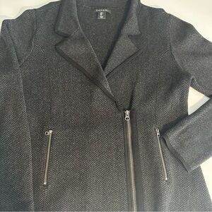 Tahari Black and Gray Blazer with Zipper Accents